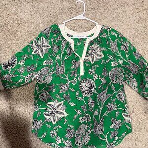womens collective concepts green flower blouse size xs